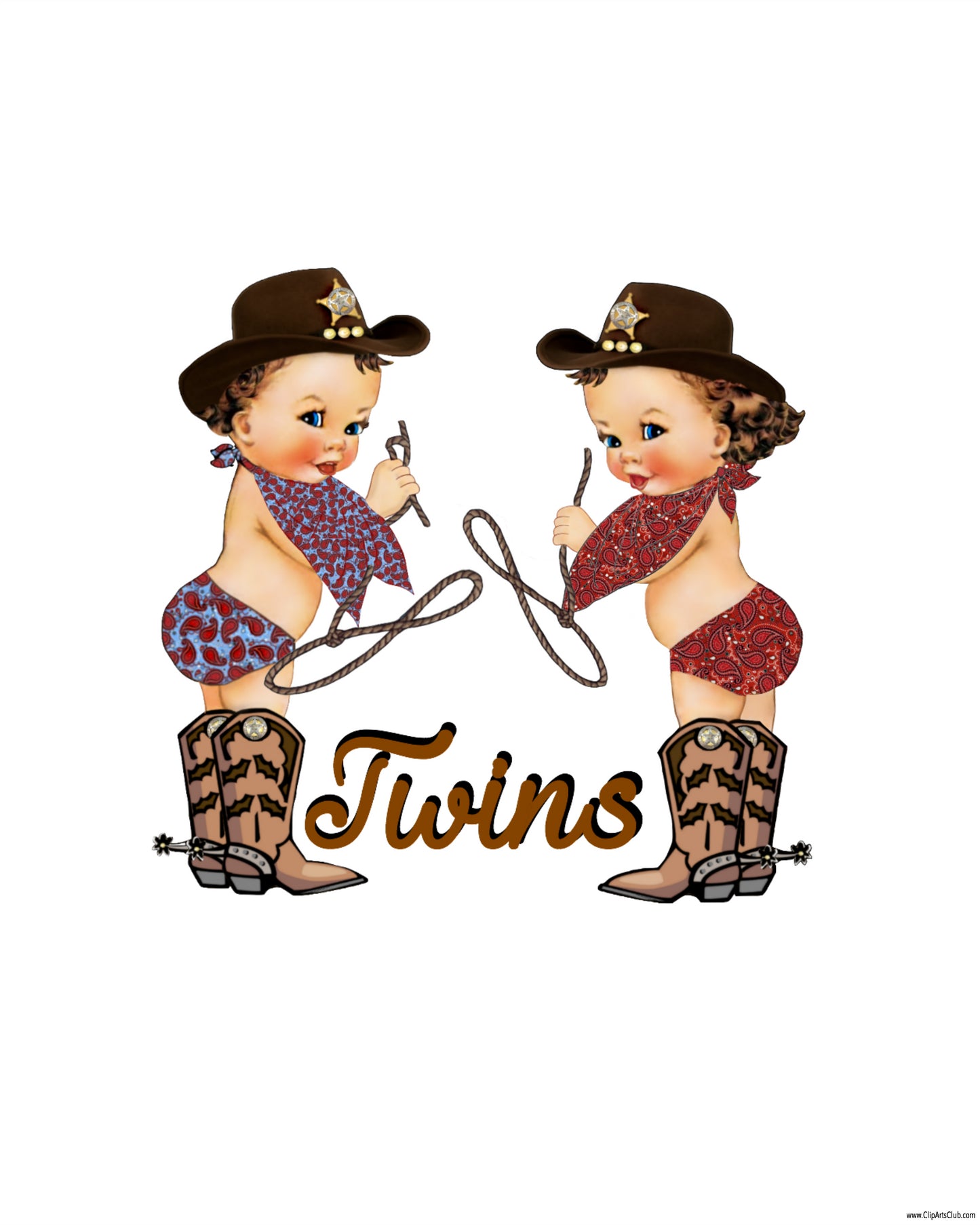 Baby Twins 8x10 Print - Baby Cowgirl & Cowboy