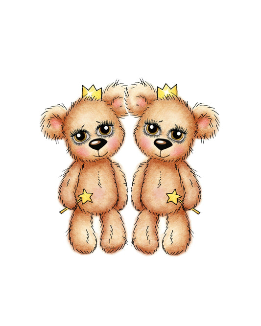 Twin Teddy Bears Nursery Print