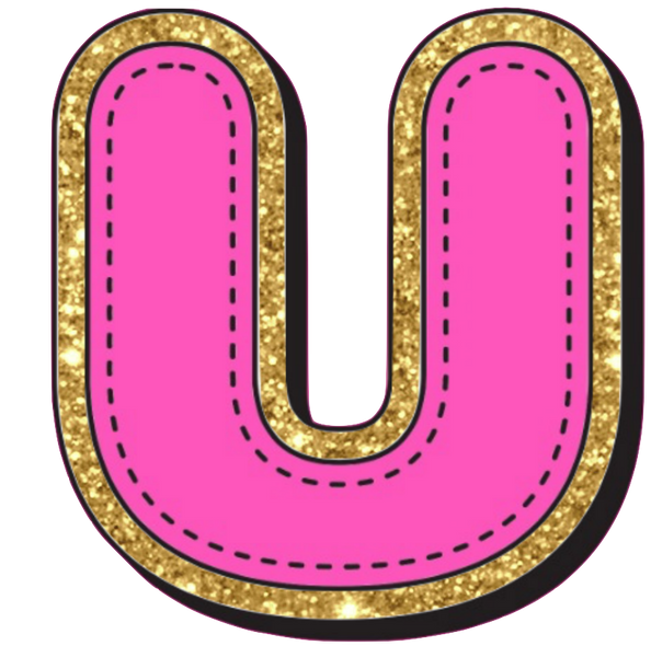 Bright Pink Alphabet trimmed in glittery gold Very Girly!