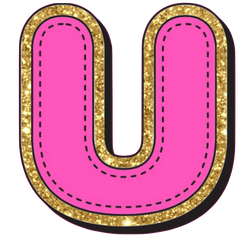 Bright Pink Alphabet trimmed in glittery gold Very Girly!