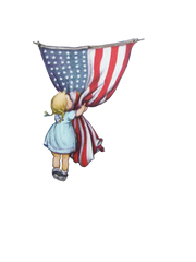 USA Flag Girl - Adorable Little Girl Hugging our Flag - Freedom