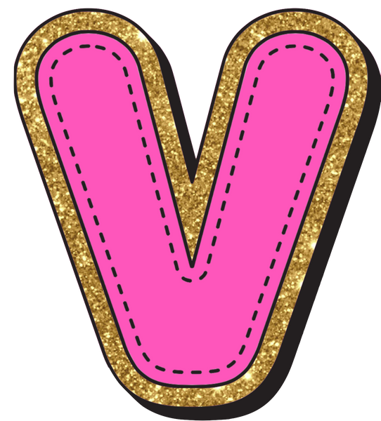 Bright Pink Alphabet trimmed in glittery gold Very Girly!