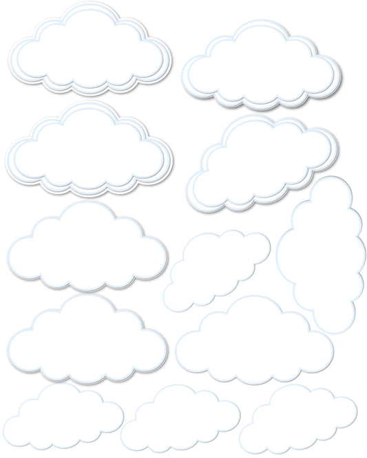 Clouds - Various printable clouds  Type & sizes  Printable Collage Sheet Blue outline