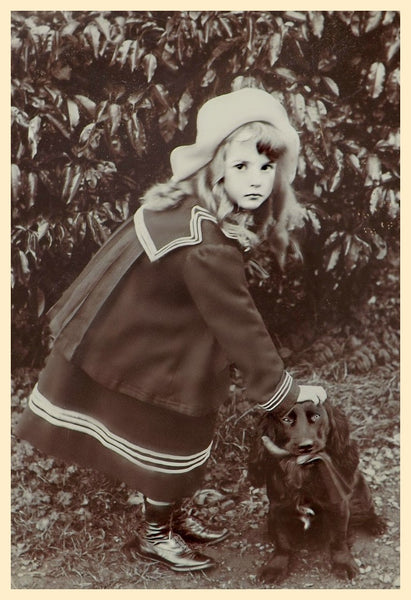 Little Girl and her Dog Vintage Photo