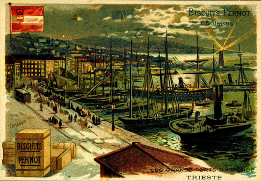 Les Grands Ports Du Monde Trieste, Italy Vintage Postcard