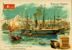 Istanbul once called Constantinople - Port Vintage Postcard