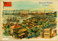 Les Grands Ports Du Monde Singapore Vintage Postcard