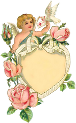 Vintage Valentine Rose Heart Cherub