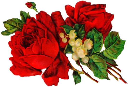 Vintage Victorian Rose Bouquet - Red