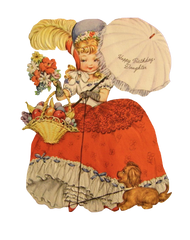 Vintage Birthday Girl Greeting Cut out