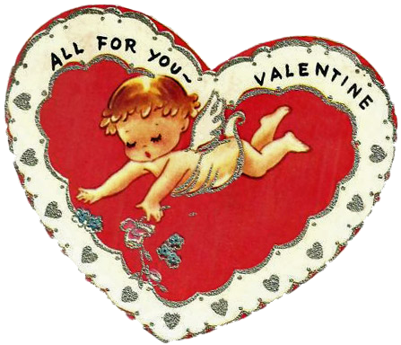 Vintage Valentine Heart - Baby Cherub