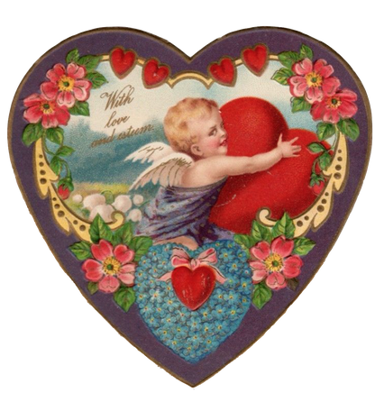 9 Beautiful Vintage Valentine Hearts  - Set