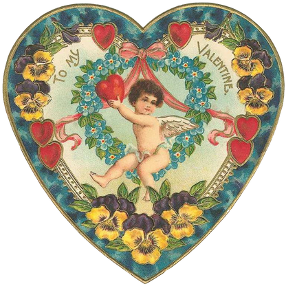 9 Beautiful Vintage Valentine Hearts  - Set