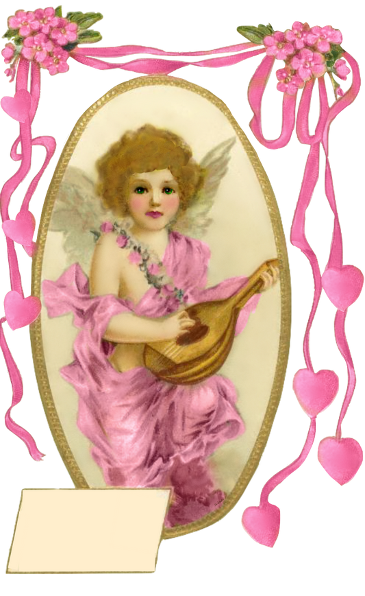 Victorian Greeting Angel Blank with Hearts & Ribbons