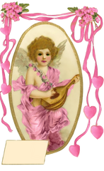 Victorian Greeting Angel Blank with Hearts & Ribbons