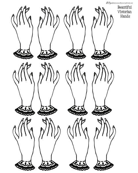 Victorian Black & White Hand Png Clip art image