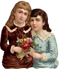 Victorian Sisters holding roses & flowers