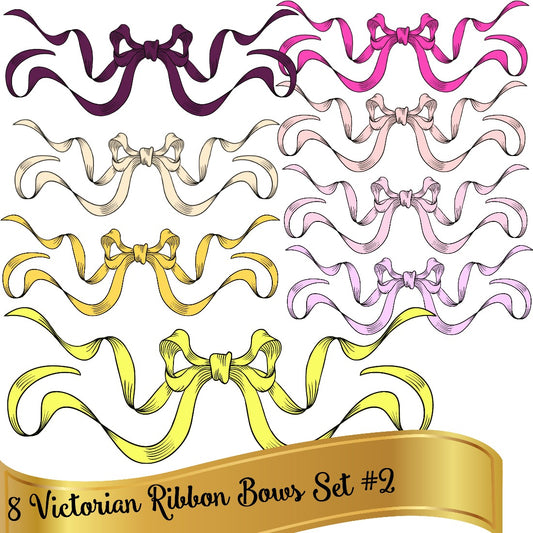 Beautiful Victorian Ribbon Bows 8 image Bundle