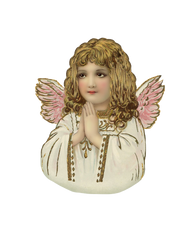 Vintage Angel Praying With ink & Gold Wings  Clip Art