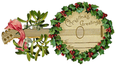 Vintage Banjo or Guiltar "Christmas Greeting" Label
