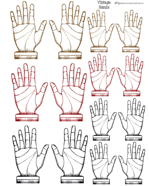 Vintage Hand Palm Fortune Telling Illustration Printable