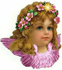 Angel Face - Sweet Vintage Girl with Pink wings