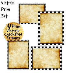 Vintage Prim Checkered Frame Set - 4