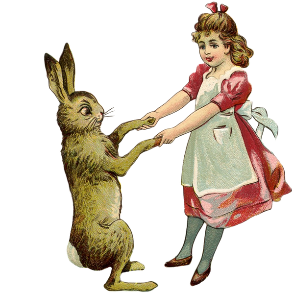 Vintage Alice in Wonderland Dancing with Mr. Rabbit