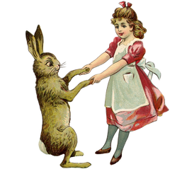 Vintage Alice in Wonderland Dancing with Mr. Rabbit