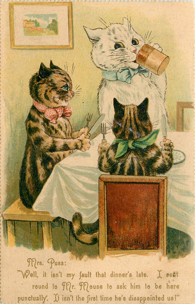 Cat Family Set of 4 Vintage Postcards 1906