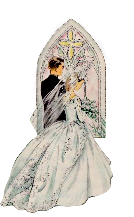 Wedding Couple - Married in Church Dress Vintage Couple