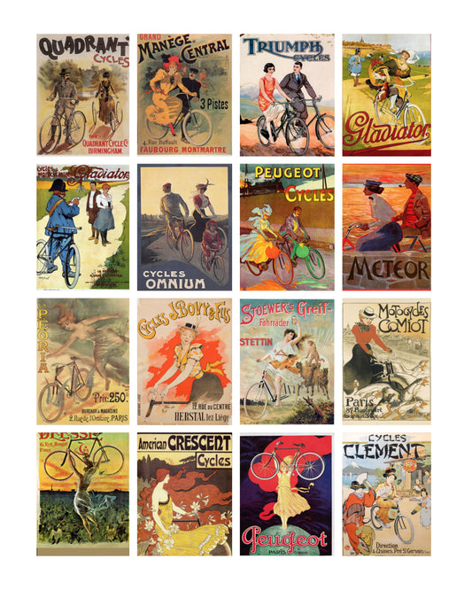 Vintage Bicycle Posters Collage Sheet