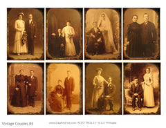 Antique Photos of Couples ACEO/ATC Cards Vintage married couples, Husbands, Wives,  Wedding, Bride, Groom, Collage Sheet Printable