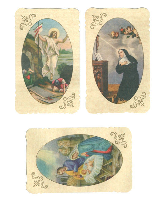 Beautiful vintage linen Catholic religious card Collage Sheet