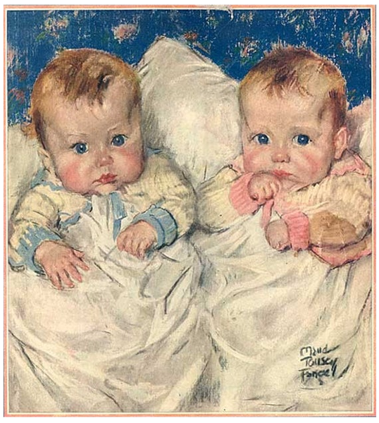 Vintage Twins Boy & Girl Brother & Sister Babies Ephemera