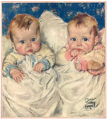 Vintage Twins Boy & Girl Brother & Sister Babies Ephemera