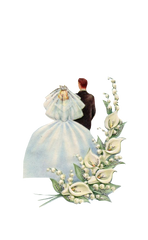 Wedding Couple - Beautiful Vintage with Silver Glitter & Lily Flowers
