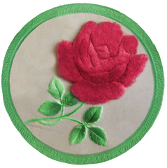 A Vintage Rose in a Circle - Trimmed in Green