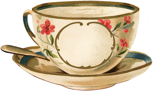 Vintage Victorian Ceam with flowers Teacup clip art png transparent back image