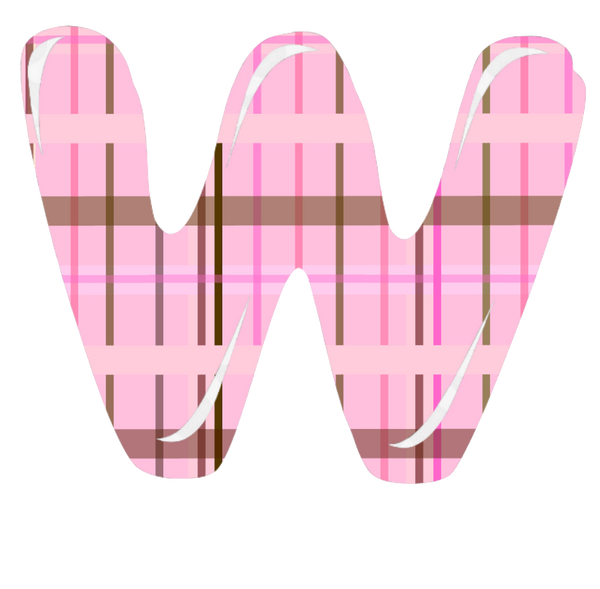 Glossy Shiny Pink & Brown Plaid Alphabet Set 26 Images - Plaid Collection