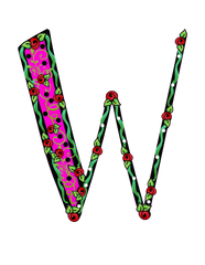 Debs Rose Alphabet Letter W - 12 different colors