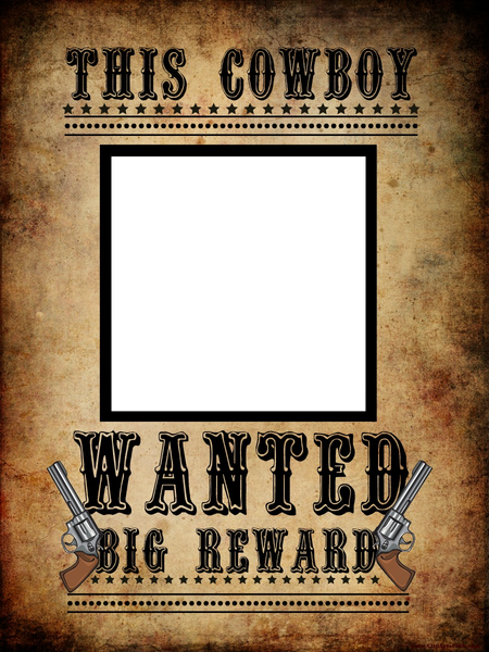 This Cowboy Wanted Poster Prop & Printable Frame - Scrapbook Frame 8x10