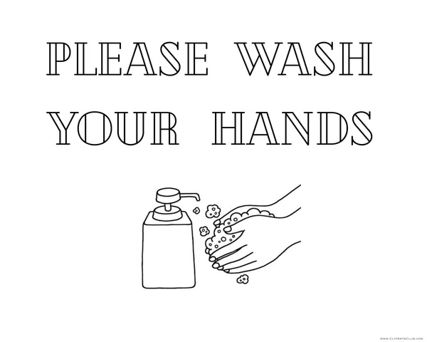 Please Wash Your Hands sign - print - Coloring page or Printable