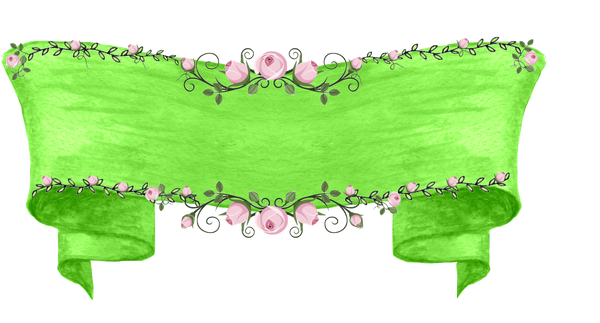 Beautiful Green Watercolor Banners and a sweet little watercolor heart