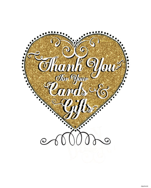 Wedding Sign Ready To Print & Frame "Thank You For Your Cards & Gifts"