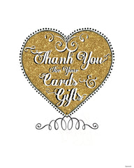 Wedding Sign Ready To Print & Frame "Thank You For Your Cards & Gifts"