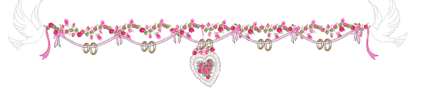 Wedding band Garland with Pink roses and hearts carried by white doves