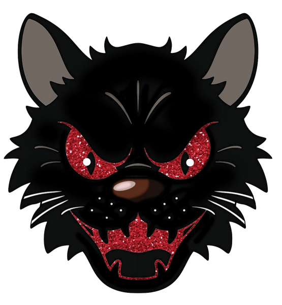 Vintage style Scary Wild Cat with Red eyes & Black & White Cat