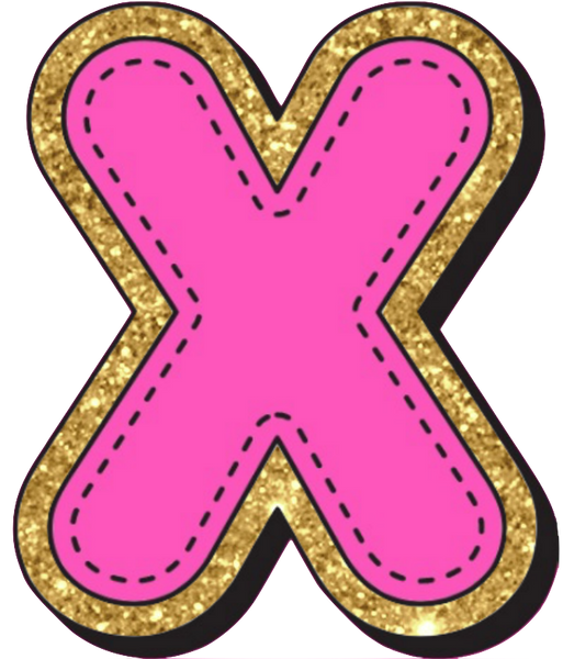 Bright Pink Alphabet trimmed in glittery gold Very Girly!