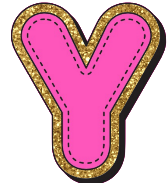 Bright Pink Alphabet trimmed in glittery gold Very Girly!